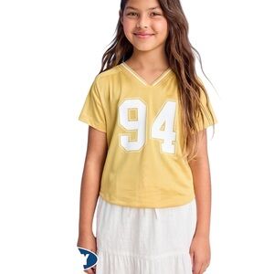Old Navy Gold Jersey Tee with White Numbers